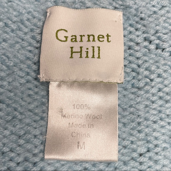 Garnet Hill Women M Merino Wool Chunky Knit Sweater Pullover Buttons Light Blue - Picture 3 of 6